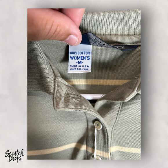 Lands End Womens Polo Shirt Medium NWT 100 Percent Cotton Made in USA Casual V11 - Picture 3 of 4